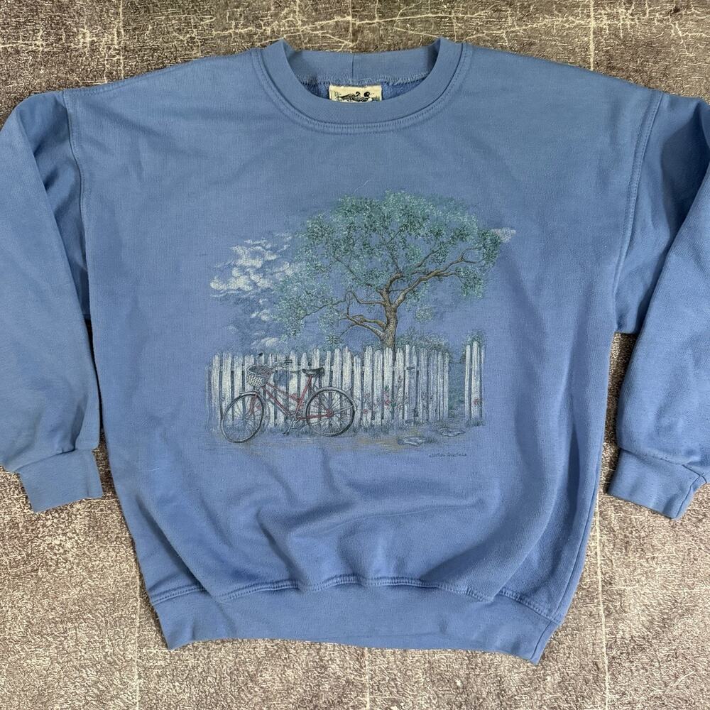 Men's Vintage 90's Northern Reflections Blue Nature Crewneck Sweatshirt Sz Small